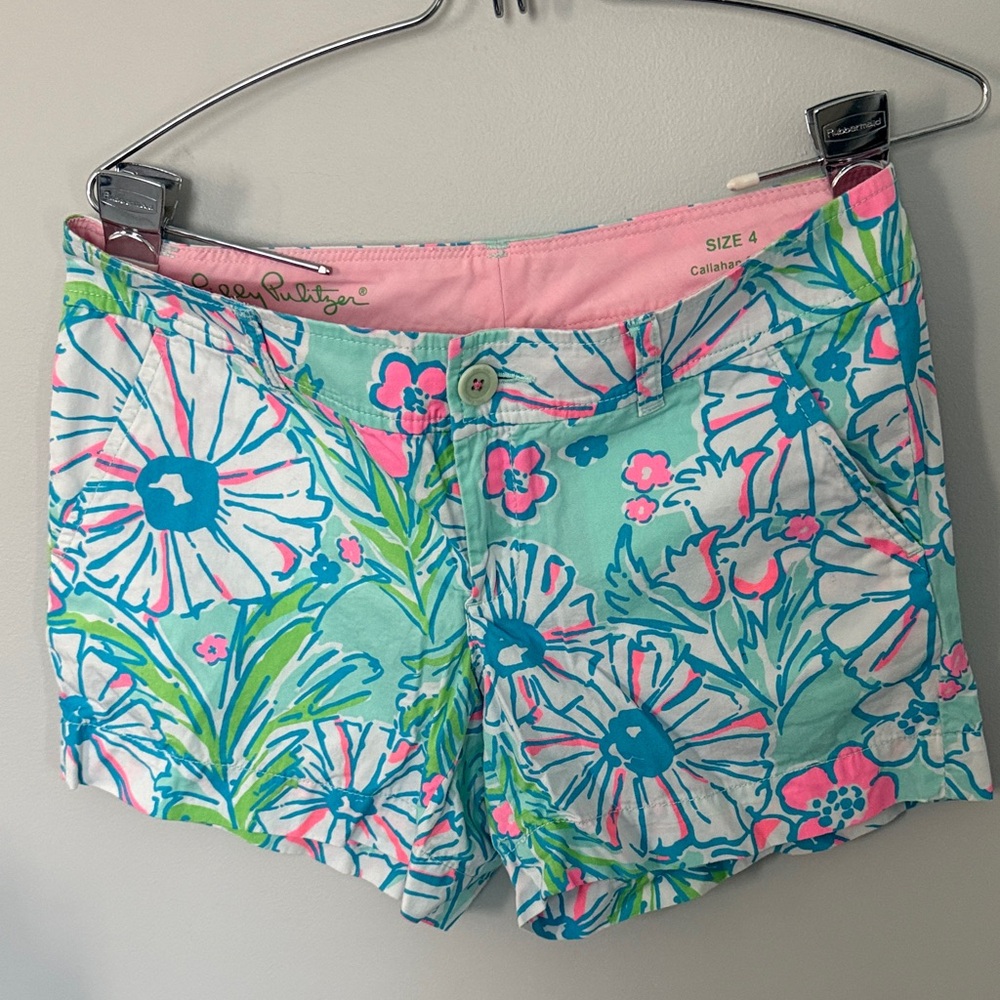 Lilly Pulitzer Women's Floral Bermuda Shorts - Blue, Pink, and Green